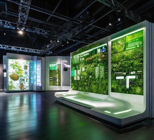 农业科技馆里的知识花园，展板墙与植物科普墙的科技与教育融合