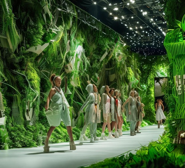 动态高清环保走秀背景图，绿色时尚的视觉盛宴与可持续理念的融合